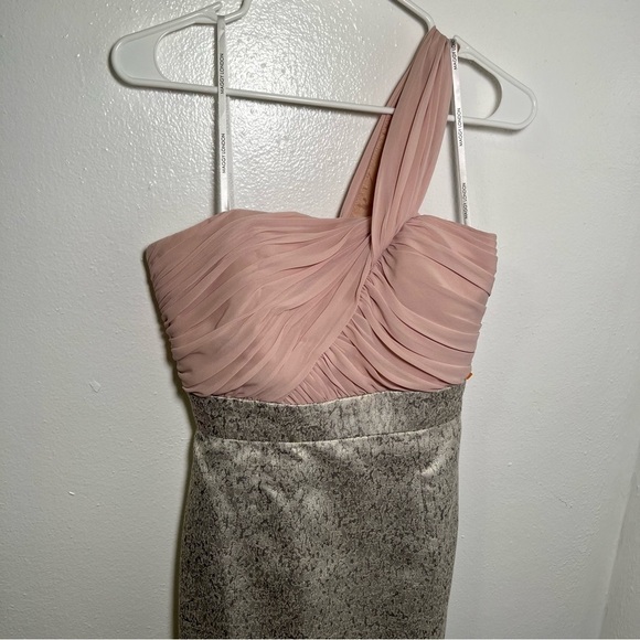 Maggy London Sheath Dress One Sleeve Pink Silver - Picture 4 of 12